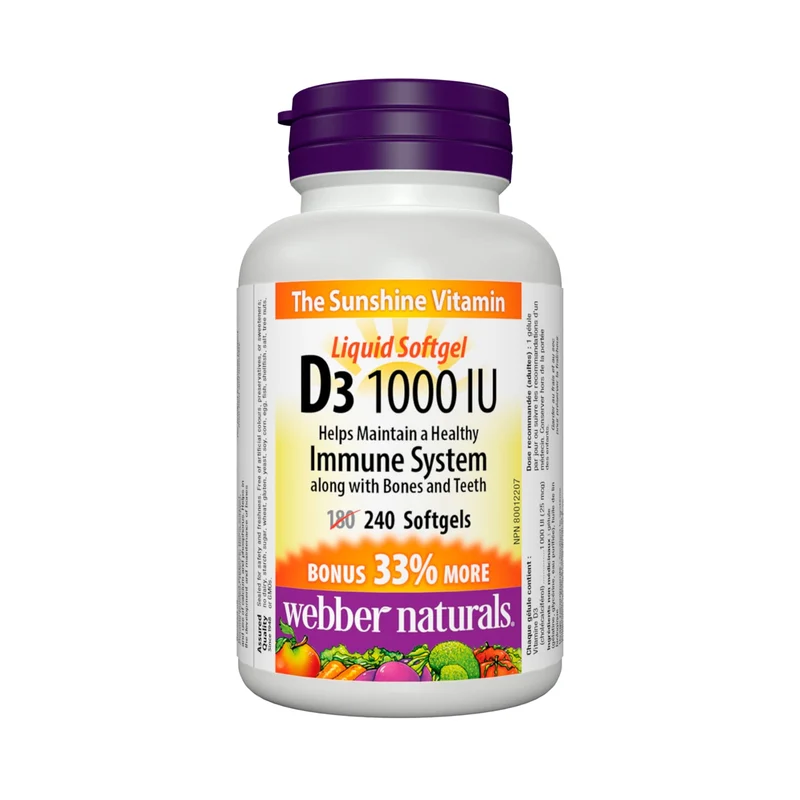 Webber Naturals - D3 1000UI Immune System | 240 Softgels