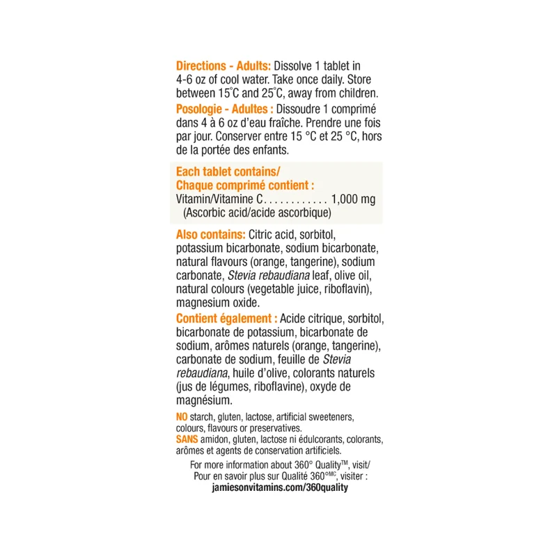 Jamieson - Effervescent Vitamin C - Natural Orange | 10 Tablets