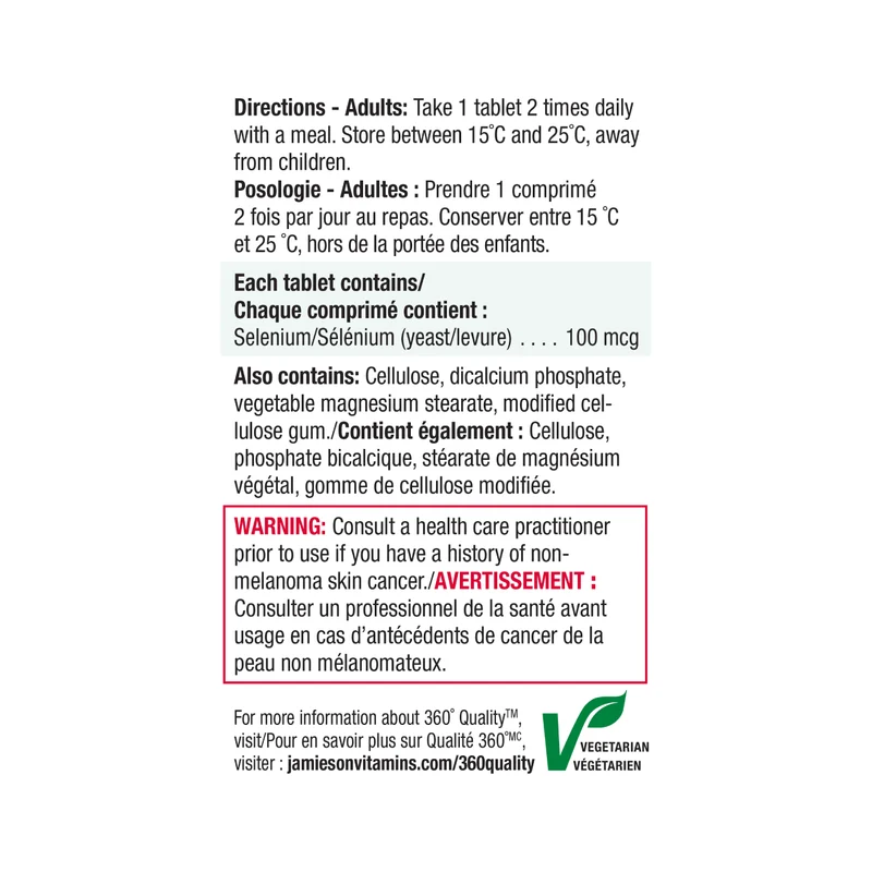 Jamieson - Extra Strength Selenium 100 mcg | 100 Tablets