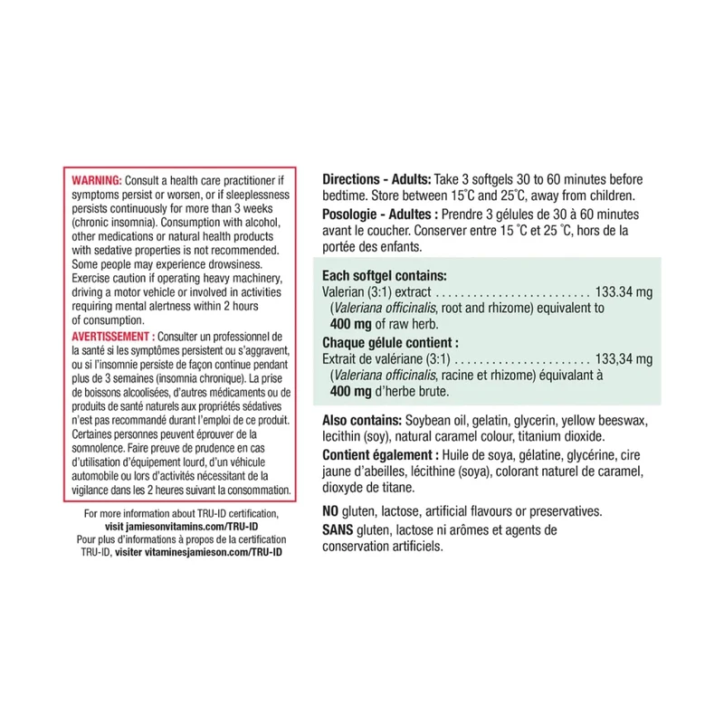 Jamieson - Valerian 400 mg | 60 Softgels