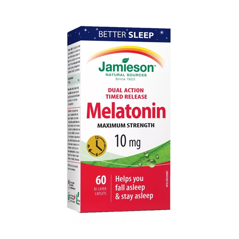 Jamieson - Dual Action Timed Release Maximum Strength Melatonin 10 mg | 60 Bi-Layer Caplets