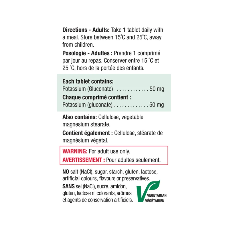 Jamieson - Regular Strength Potassium 50 mg | 100 Tablets