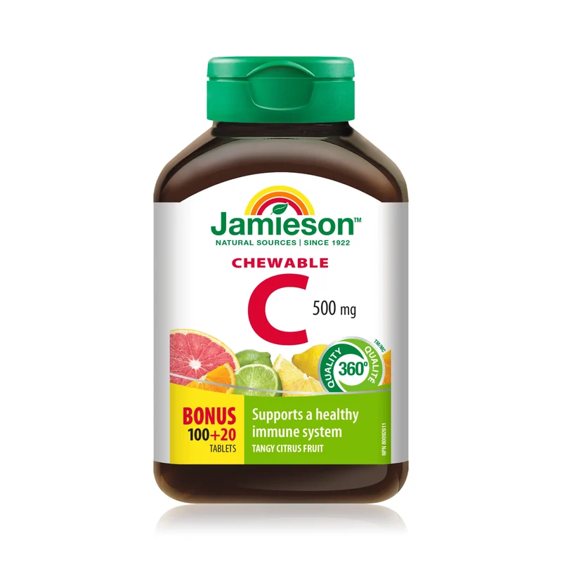 Jamieson - Chewable Vitamin C 500 mg - Tangy Citrus Fruit | 120 Tablets