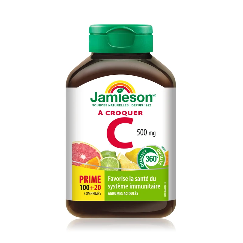 Jamieson - Chewable Vitamin C 500 mg - Tangy Citrus Fruit | 120 Tablets