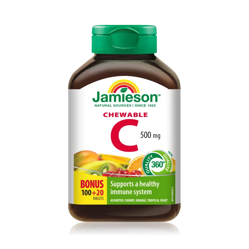 Jamieson - Chewable Vitamin C 500 mg - Assorted Flavours | 120 Tablets