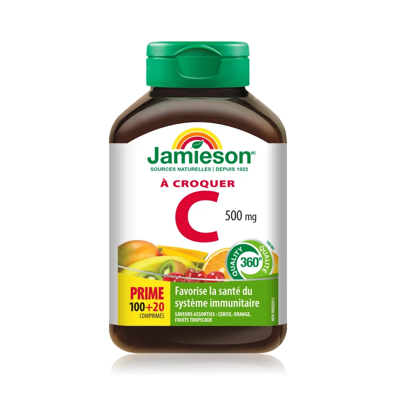 Jamieson - Chewable Vitamin C 500 mg - Assorted Flavours | 120 Tablets