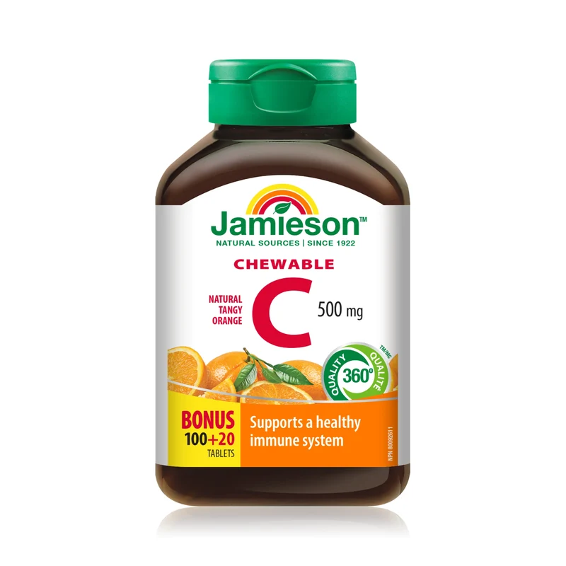 Jamieson - Chewable Vitamin C 500 mg - Natural Tangy Orange | 120 Tablets