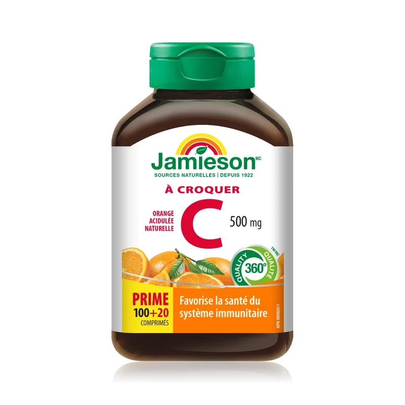 Jamieson - Chewable Vitamin C 500 mg - Natural Tangy Orange | 120 Tablets