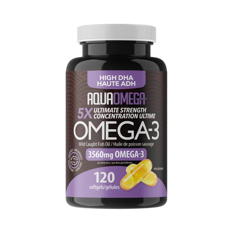 AquaOmega - Omega-3 High DHA Wild Caught Fish Oil | 120 Softgels