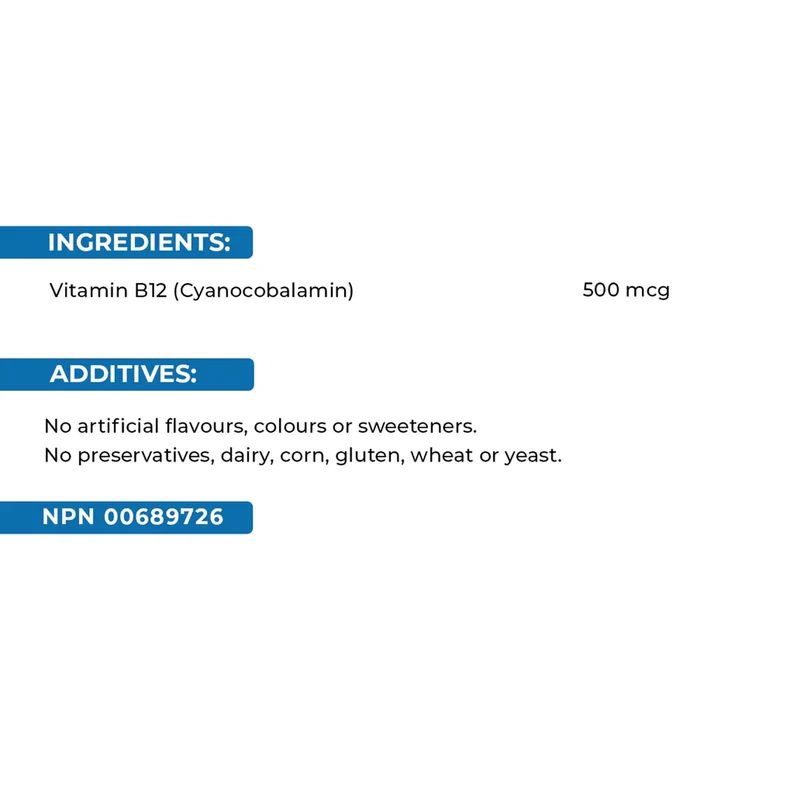 Swiss Natural - Vitamin B12 500 mcg | 90 Tablets