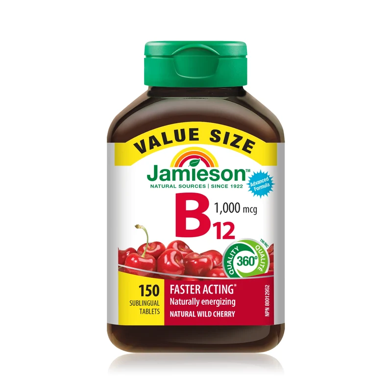 Jamieson - Fast-Dissolving Vitamin B12 1000 mcg - Wild Cherry | 150 Tablets