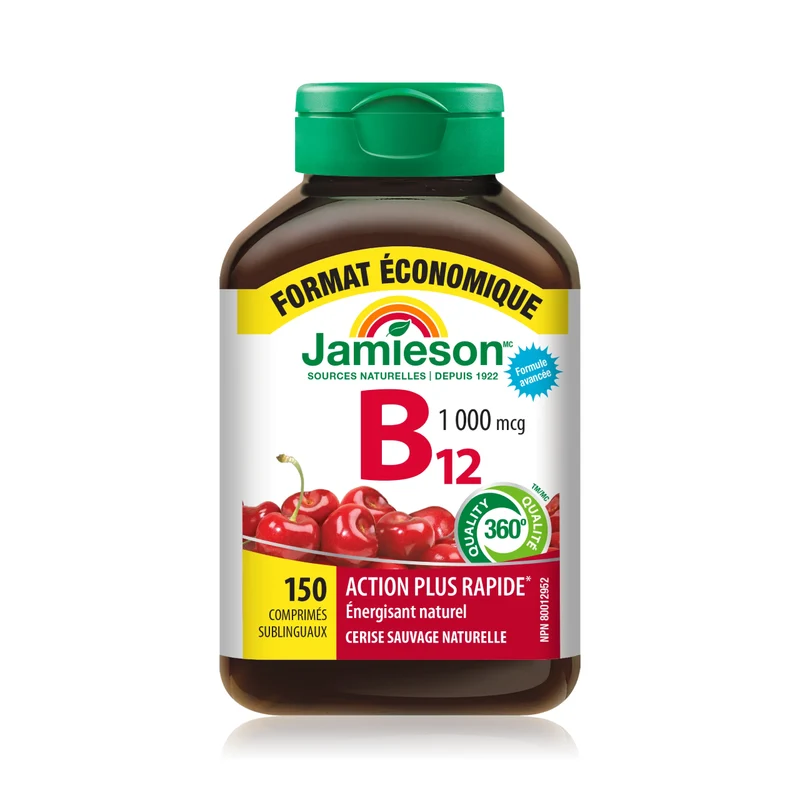 Jamieson - Fast-Dissolving Vitamin B12 1000 mcg - Wild Cherry | 150 Tablets