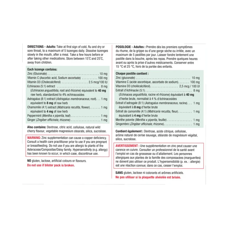 Jamieson - Immune Function Zinc Lozenges - Wild Cherry | 60 Lozenges