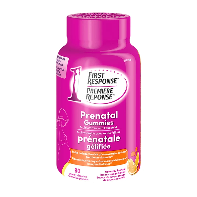 First Response - Prenatal Gummies - Naturally Sourced Lemon-Orange Flavour | 90 Gummy Vitamins