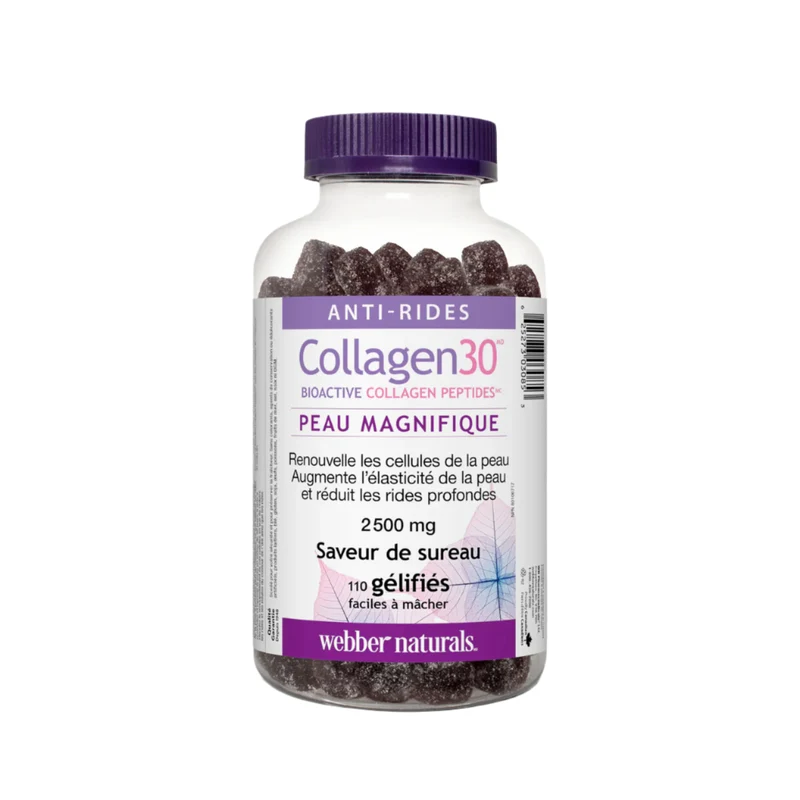 Webber Naturals - Collagen30 Beautiful Skin Supplement 2500 mg, Elderberry Flavour | 110 Gummies