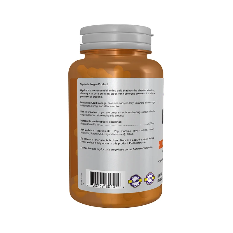NOW - Sports - Glycine Amino Acids 1000 mg, Workout Supplement | 100 Capsules