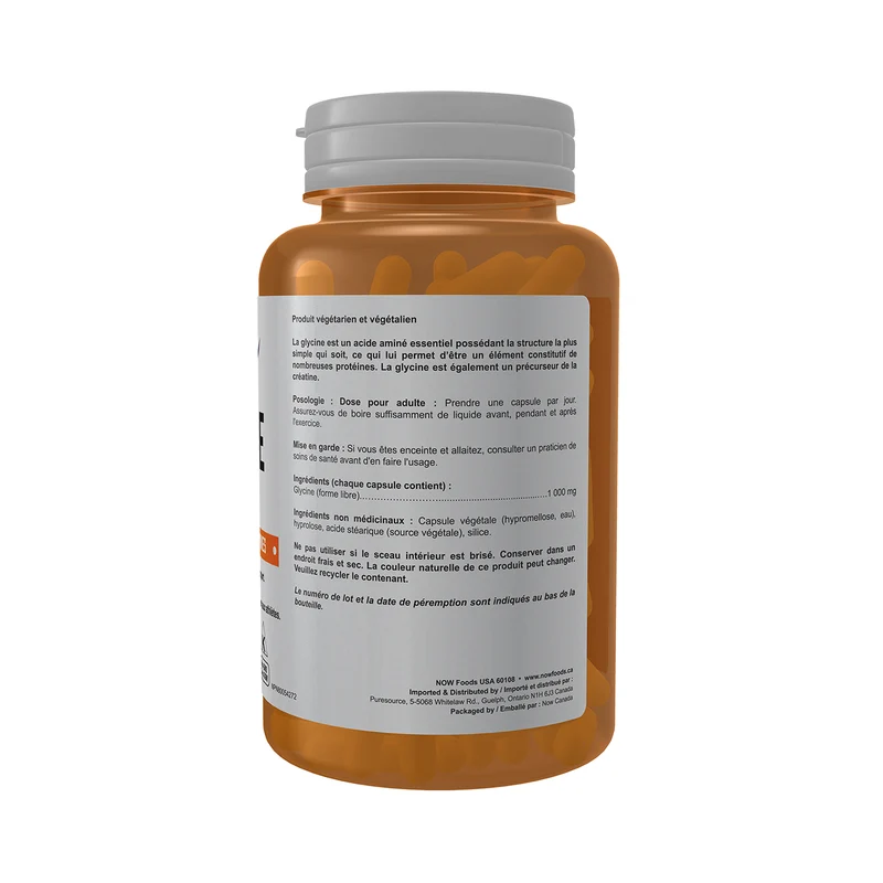 NOW - Sports - Glycine Amino Acids 1000 mg, Workout Supplement | 100 Capsules