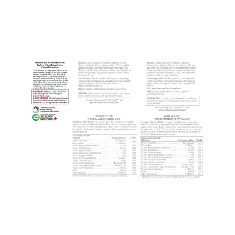 Jamieson - Prenatal 100% Complete Multivitamin | 100 Caplets