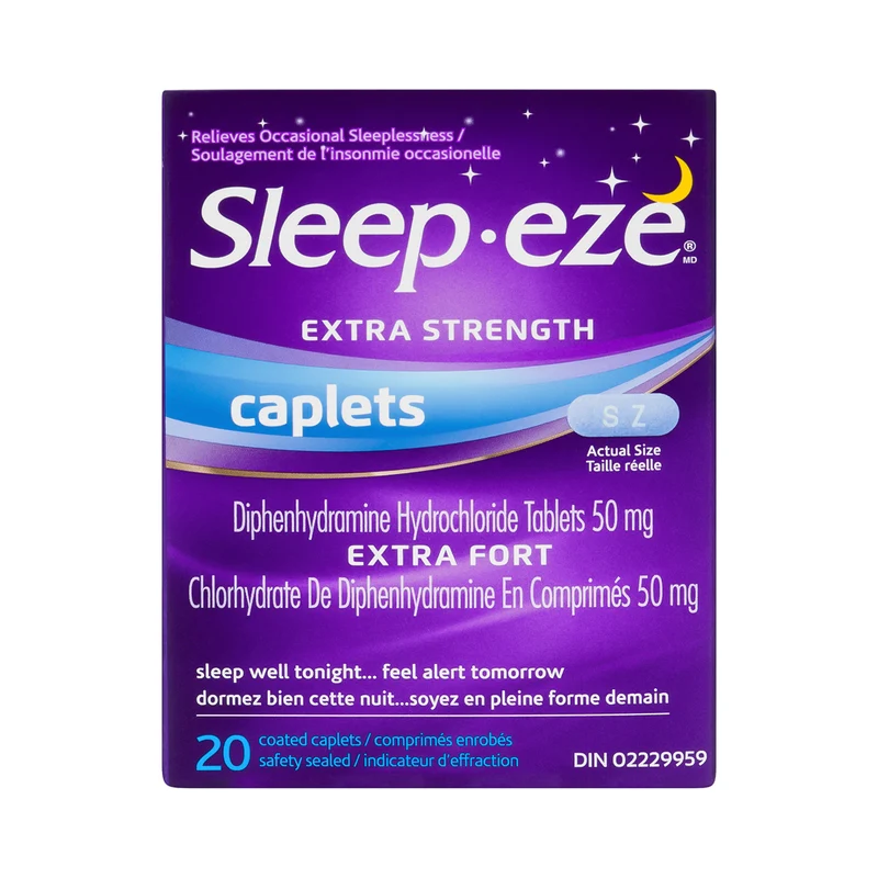 Sleep-Eze - Extra Strength Nighttime Sleep Aid Caplets | 20 Coated Caplets