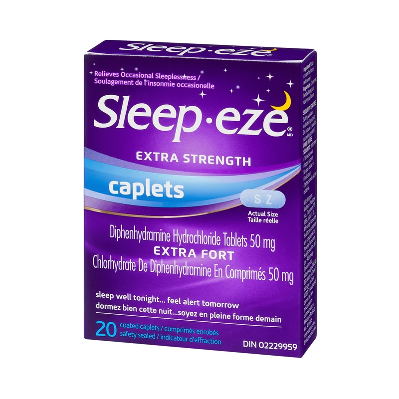Sleep-Eze - Extra Strength Nighttime Sleep Aid Caplets | 20 Coated Caplets