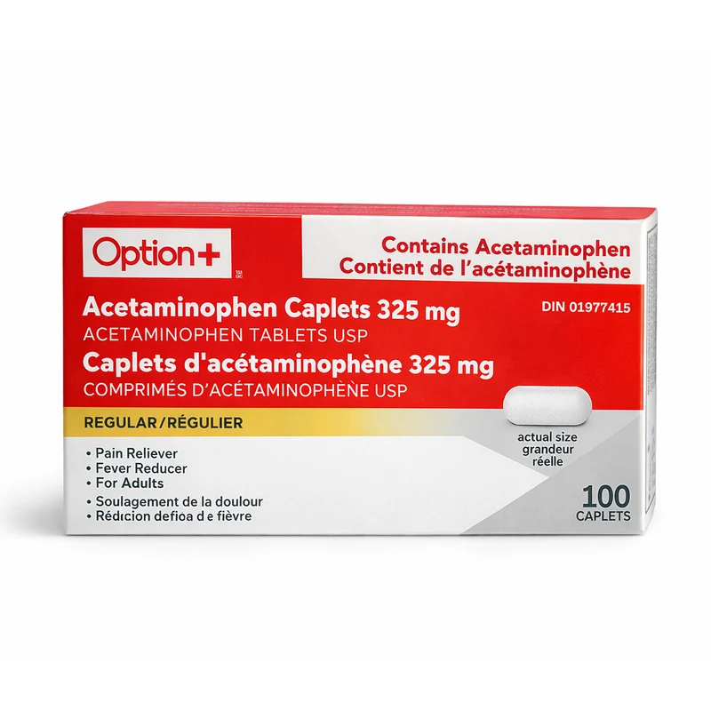 Option+ Regular Acetaminophen Caplets - 325 mg | 100 Caplets