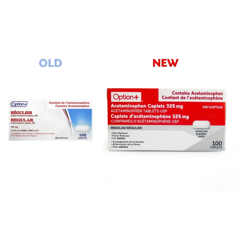 Option+ Regular Acetaminophen Caplets - 325 mg | 100 Caplets