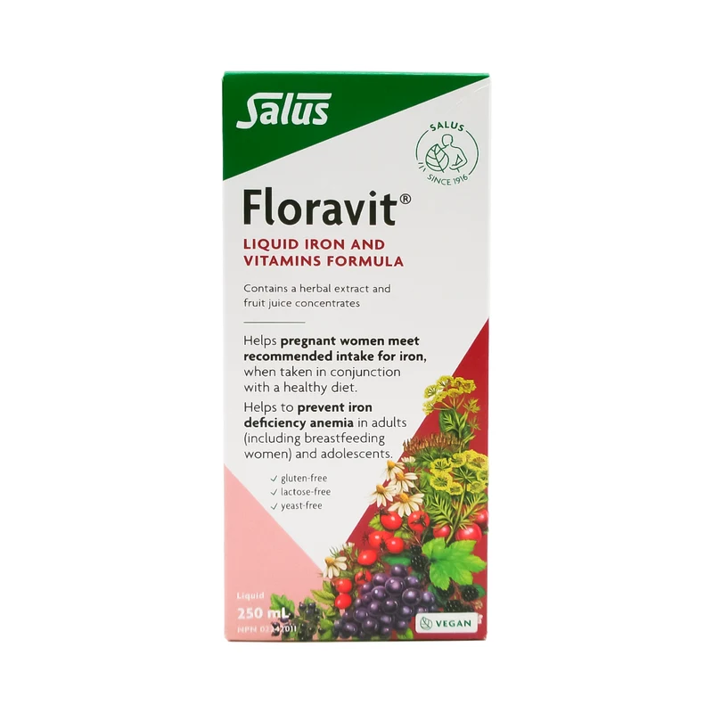 Salus - Floravit Yeast-Free & Gluten-Free Liquid Iron Formula with Vitamins | 250 mL