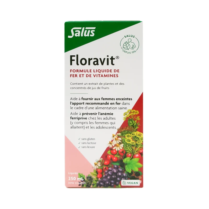 Salus - Floravit Yeast-Free & Gluten-Free Liquid Iron Formula with Vitamins | 250 mL