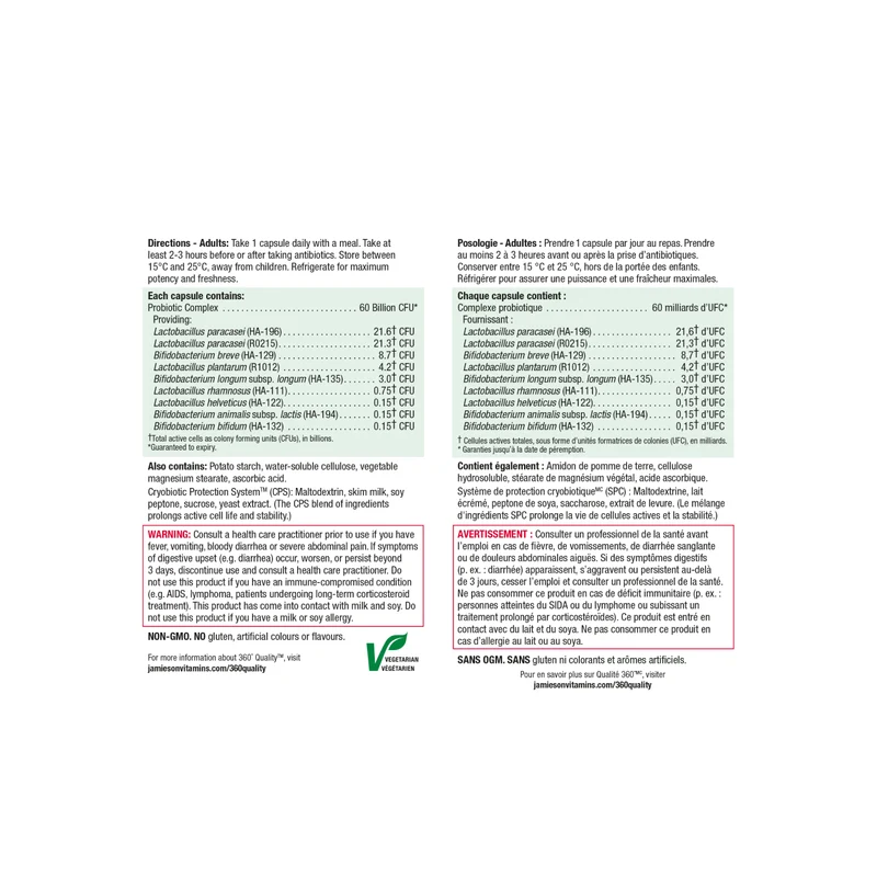 Jamieson - Ultra Strength 60 Billion Probiotic | 24 Vegetarian Capsules