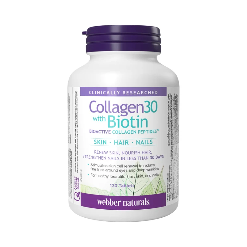 Webber Naturals - Collagen 30 with Biotin for Skin, Hair & Nails | 120 Tablets