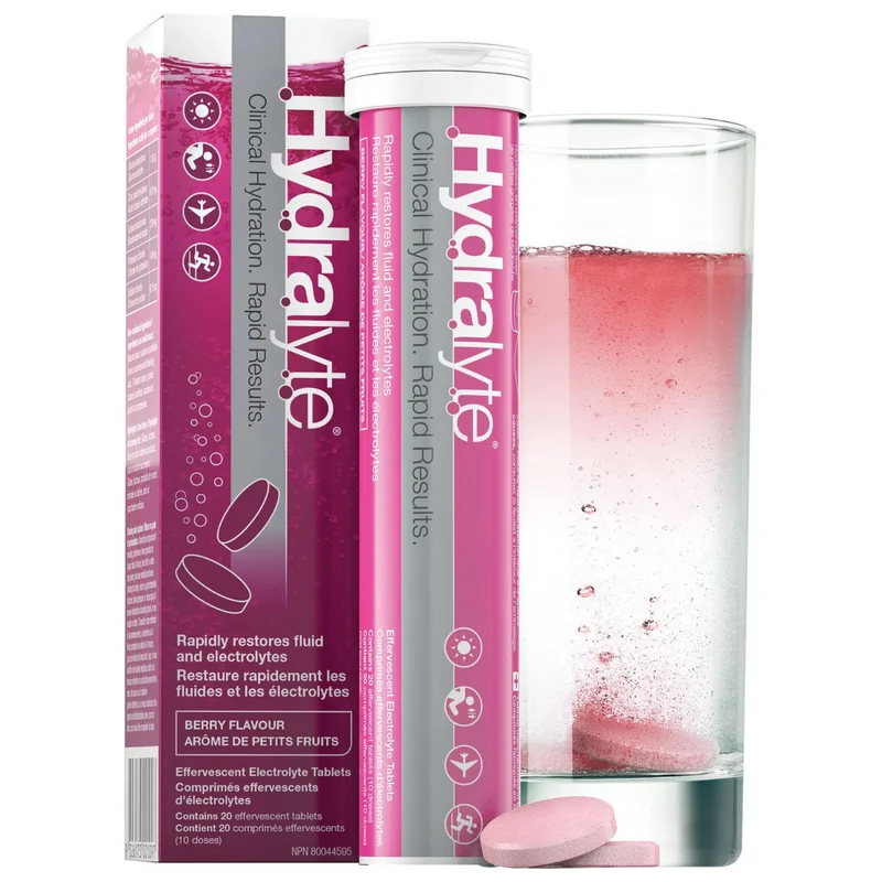 Hydralyte - Clinical Hydration Effervescent Electrolyte Tablets - Berry Flavour | 20 Tablets