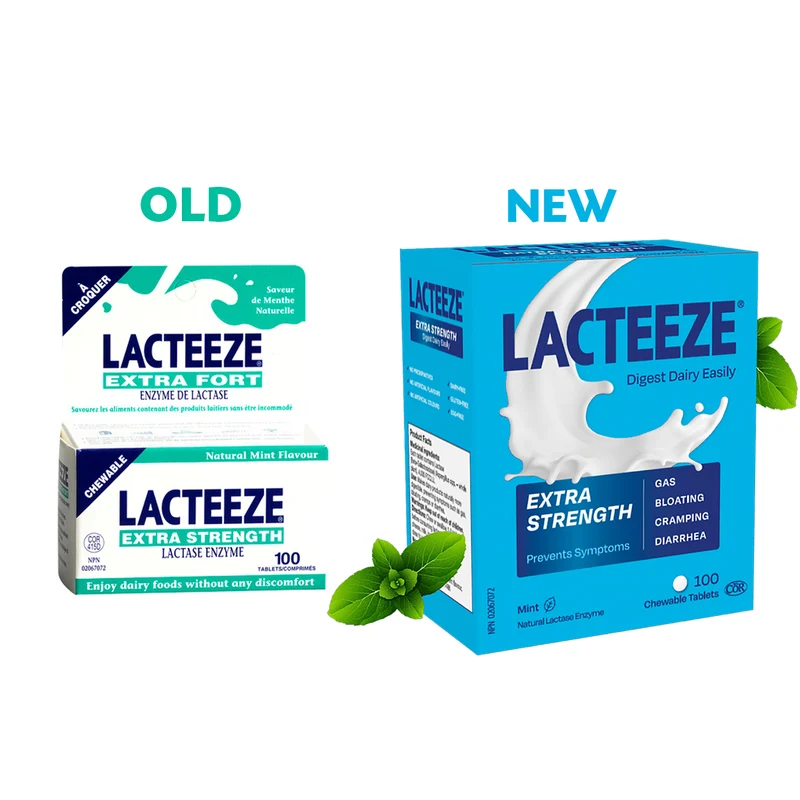 Lacteeze - Extra Strength Lactase Enzyme, Mint Flavour | 100 Chewable Tablets