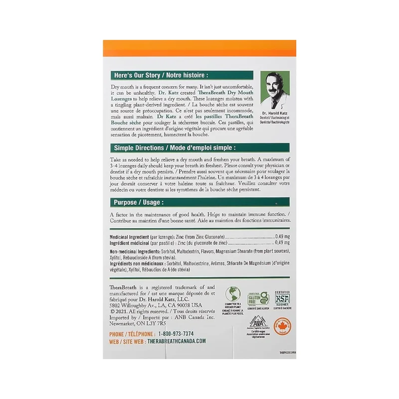 TheraBreath - Dry Mouth Lozenges - Mandarin + Mint | 72 Wrapped Lozenges