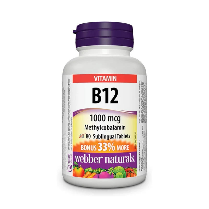 Webber Naturals - Vitamin B12 1000 mcg | 80 Sublingual Tablets