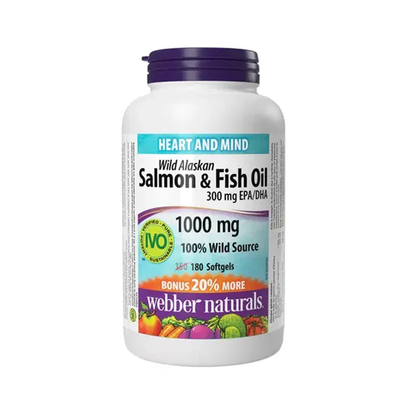 Webber Naturals - Wild Alaskan Salmon & Fish Oil 1000 mg | BONUS 150+30 Softgels
