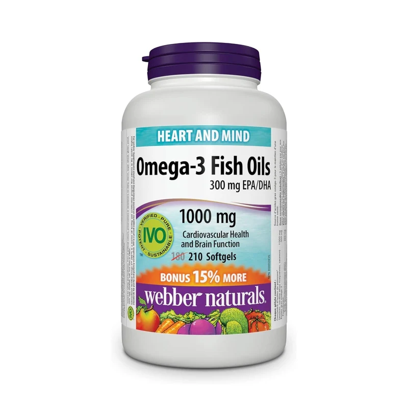 Webber Naturals - Omega-3 Fish Oils 300 mg EPA/DHA 1000 mg | 210 Soft Gels