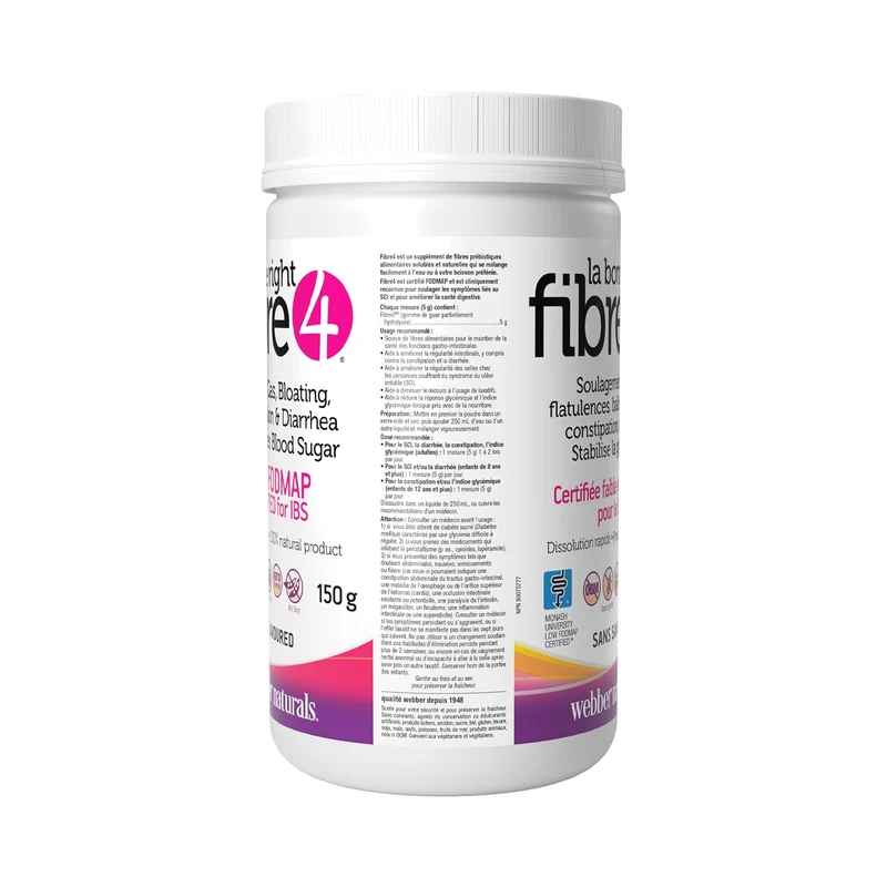 Webber Naturals Fiber 4 for Intestinal Discomfort - Unflavoured | 150 g