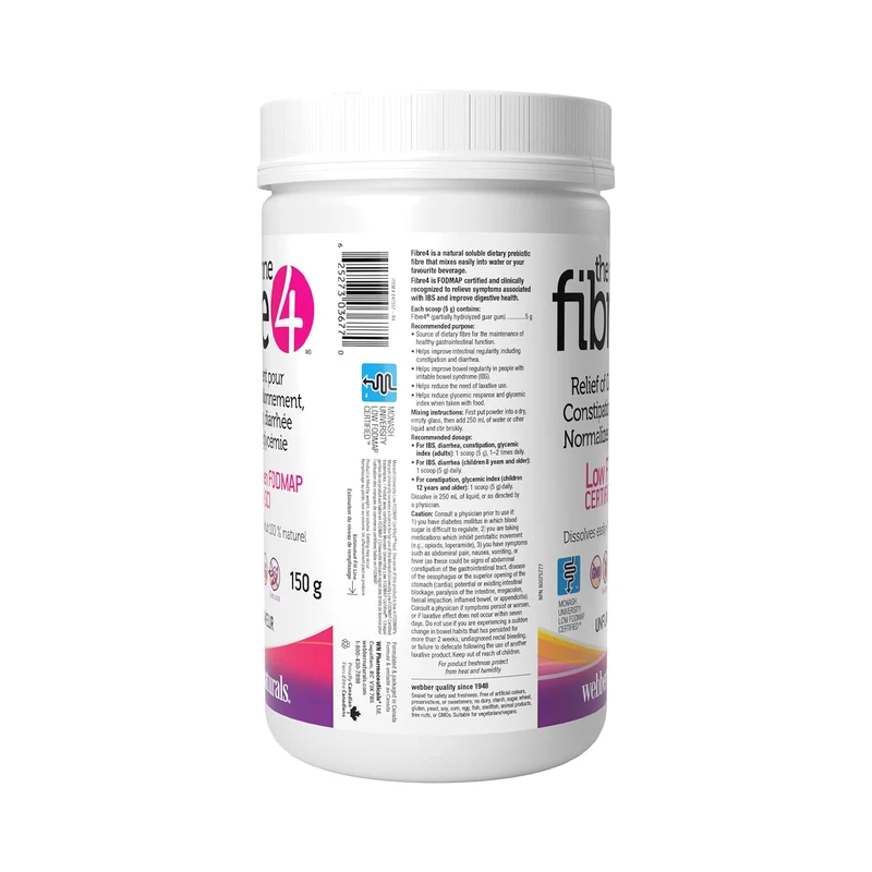 Webber Naturals Fiber 4 for Intestinal Discomfort - Unflavoured | 150 g