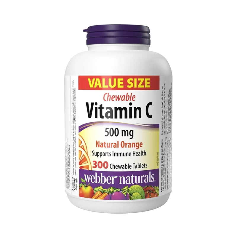 Webber Naturals - Vitamin C Chewable 500 mg, Natural Orange | 300 Chewable Tablets