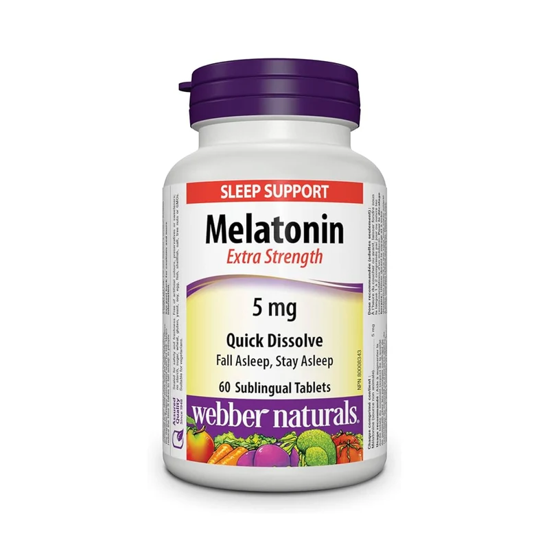 Webber Naturals - Melatonin Extra Strength 5 mg Quick Dissolve | 60 Sublingual Tablets