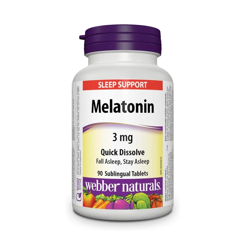 Webber Naturals - Melatonin 3 mg Quick Dissolve | 90 Sublingual Tablets