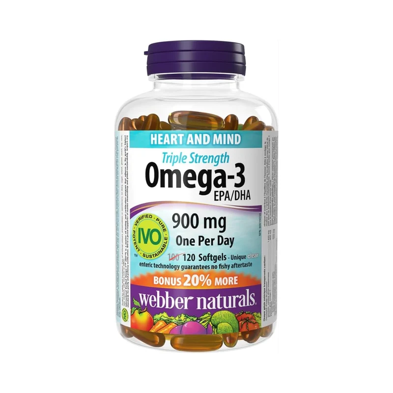 Webber Naturals - Triple Strength Omega-3 900 mg EPA/DHA | BONUS 100+20 Softgels
