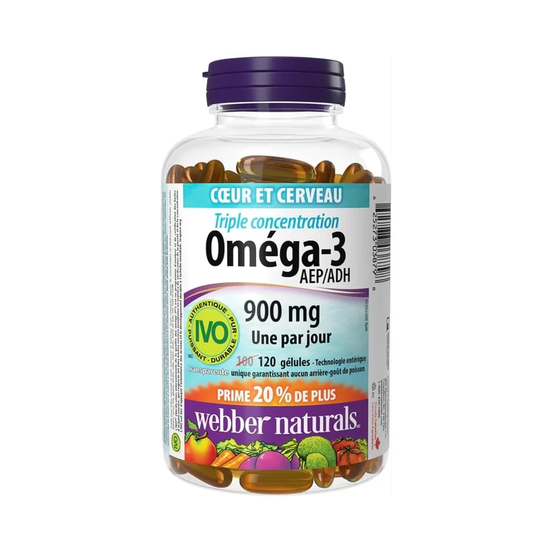 Webber Naturals - Triple Strength Omega-3 900 mg EPA/DHA | BONUS 100+20 Softgels