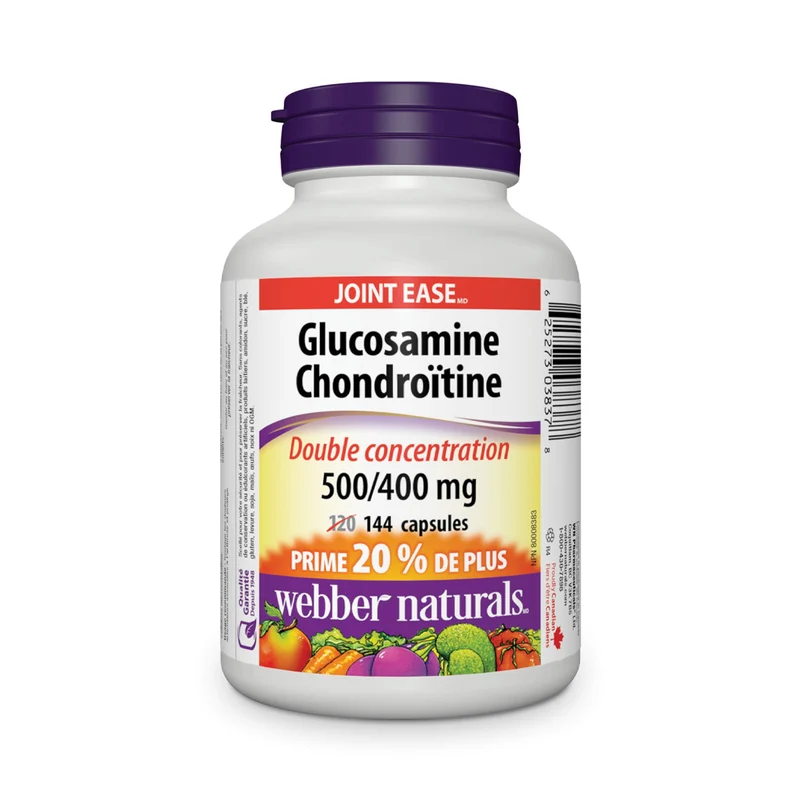 Webber Naturals - Glucosamine Chondroitin 500/400 mg Double Strength | BONUS 120+24 Capsules