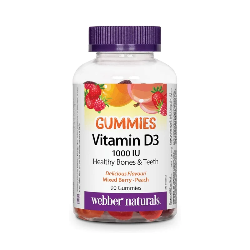 Webber Naturals - Vitamin D3 Gummies 1000 IU, Mixed Berry & Peach | 90 Gummies