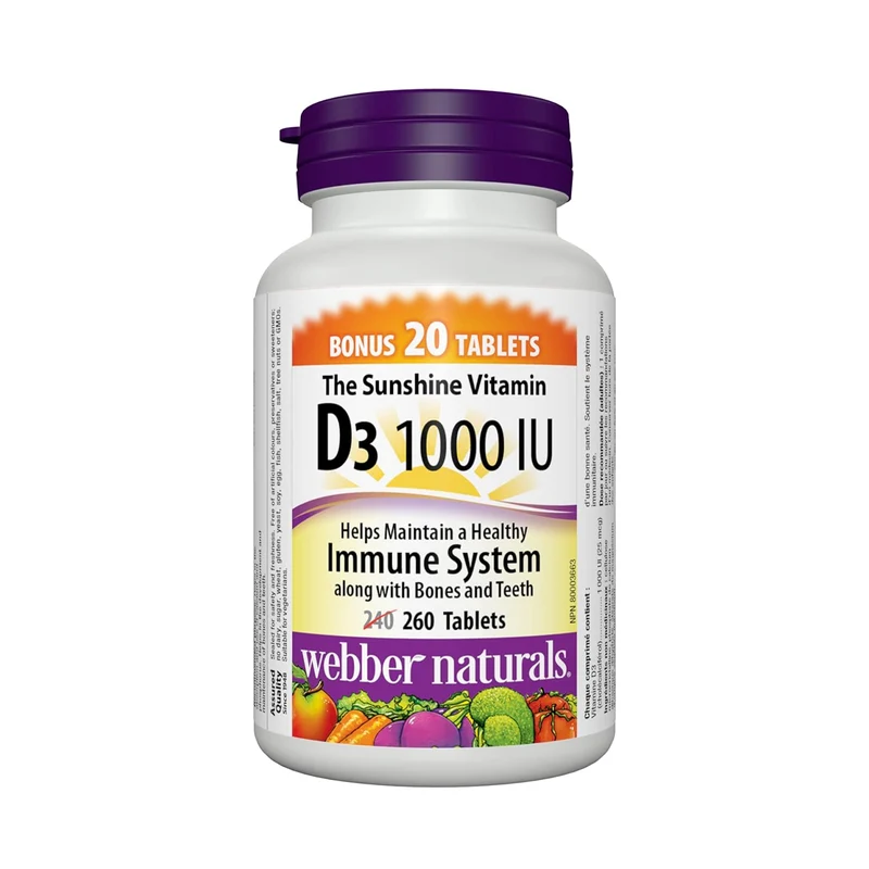 Webber Naturals - Vitamin D3 - 1000 IU | BONUS 240+20 Tablets