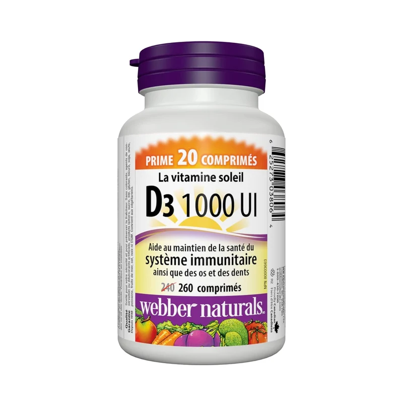 Webber Naturals - Vitamin D3 - 1000 IU | BONUS 240+20 Tablets