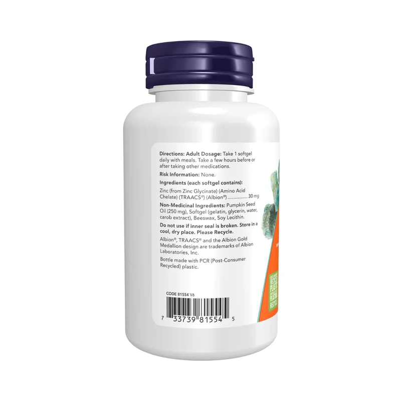 NOW - Zinc Glycinate 30 mg | 120 Softgels