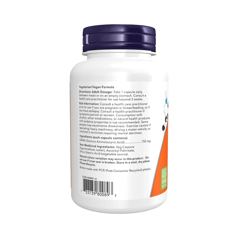 NOW - GABA 750 mg | 100 Veg Capsules