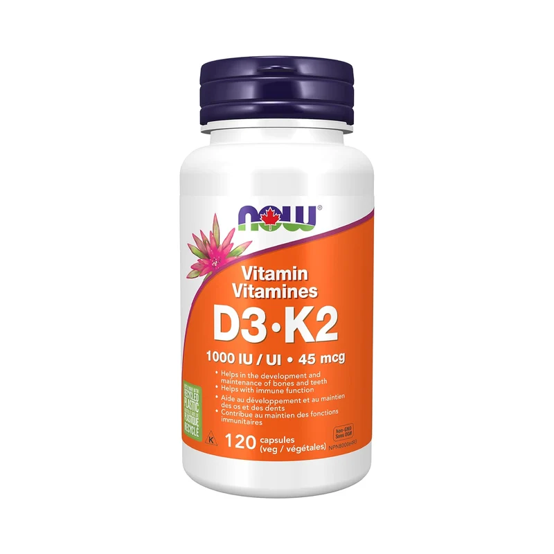 NOW - Vitamin D3 & K2 | 120 Veg Capsules